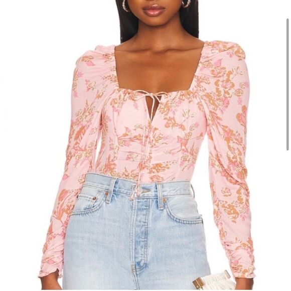 FREE PEOPLE Hilary Printed Top in “Pink Combo” Size XS MSRP $98 - Picture 3 of 13